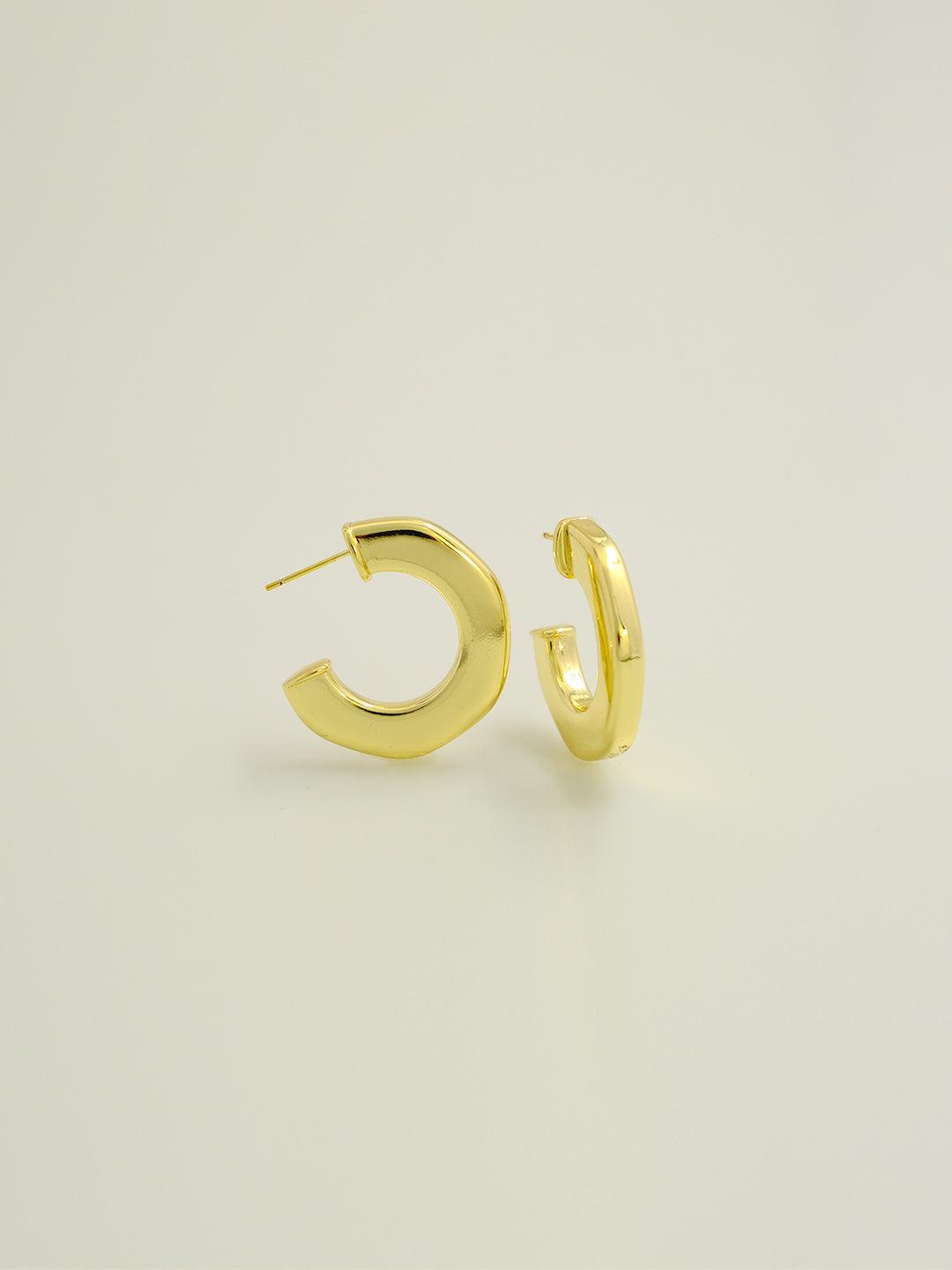 C-shaped gold earrings, versatile and simple,wholesale - Lyra