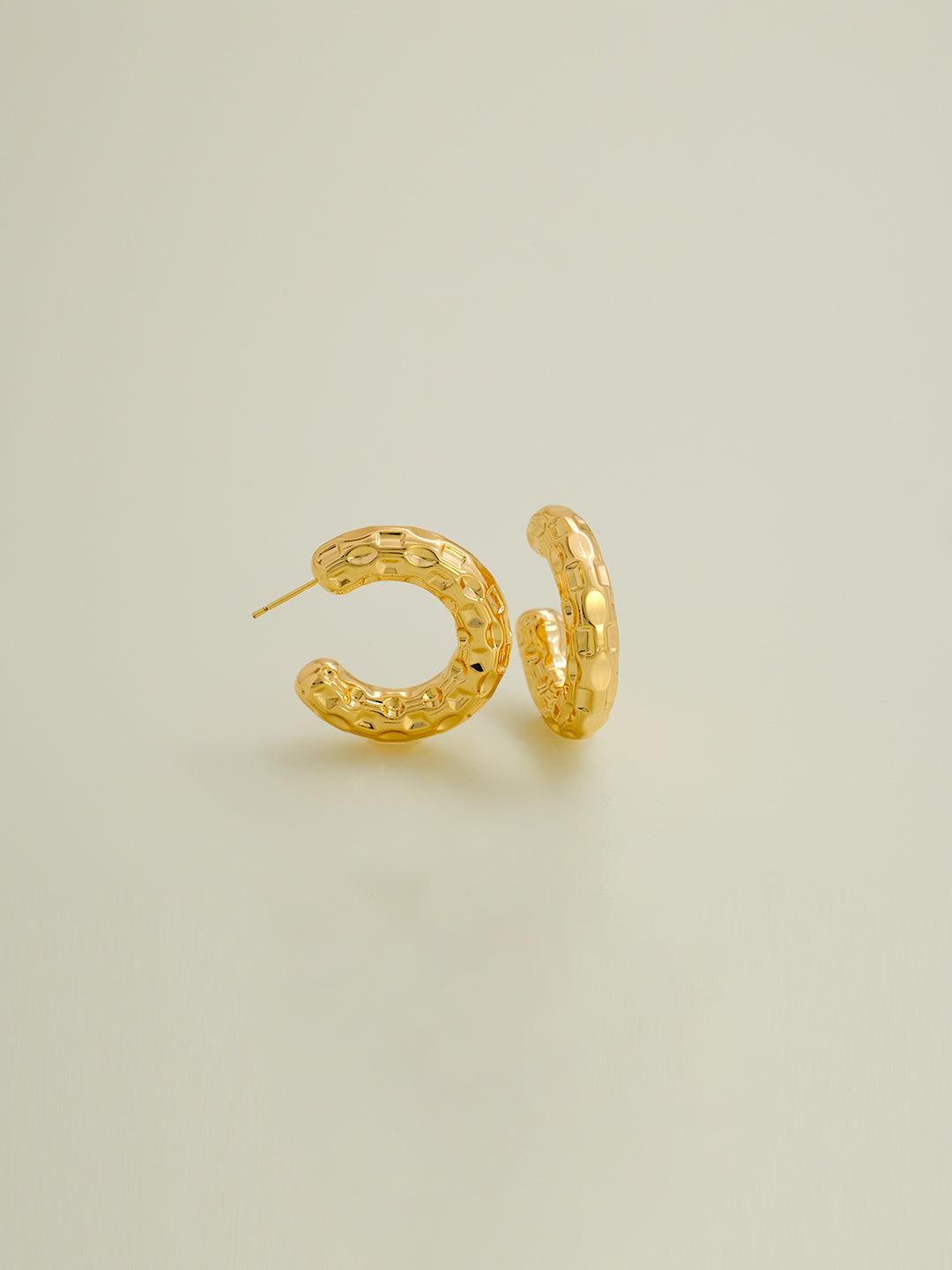 Gold Large C Curved Earrings - Lyra
