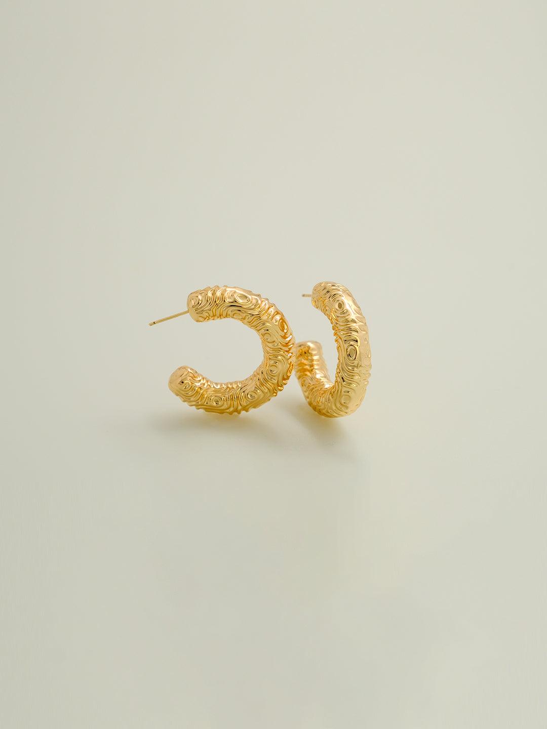 Gold Large C Curved Earrings - Lyra