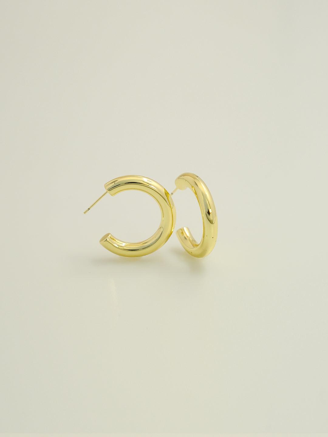 C-shaped gold earrings, versatile and simple,wholesale - Lyra
