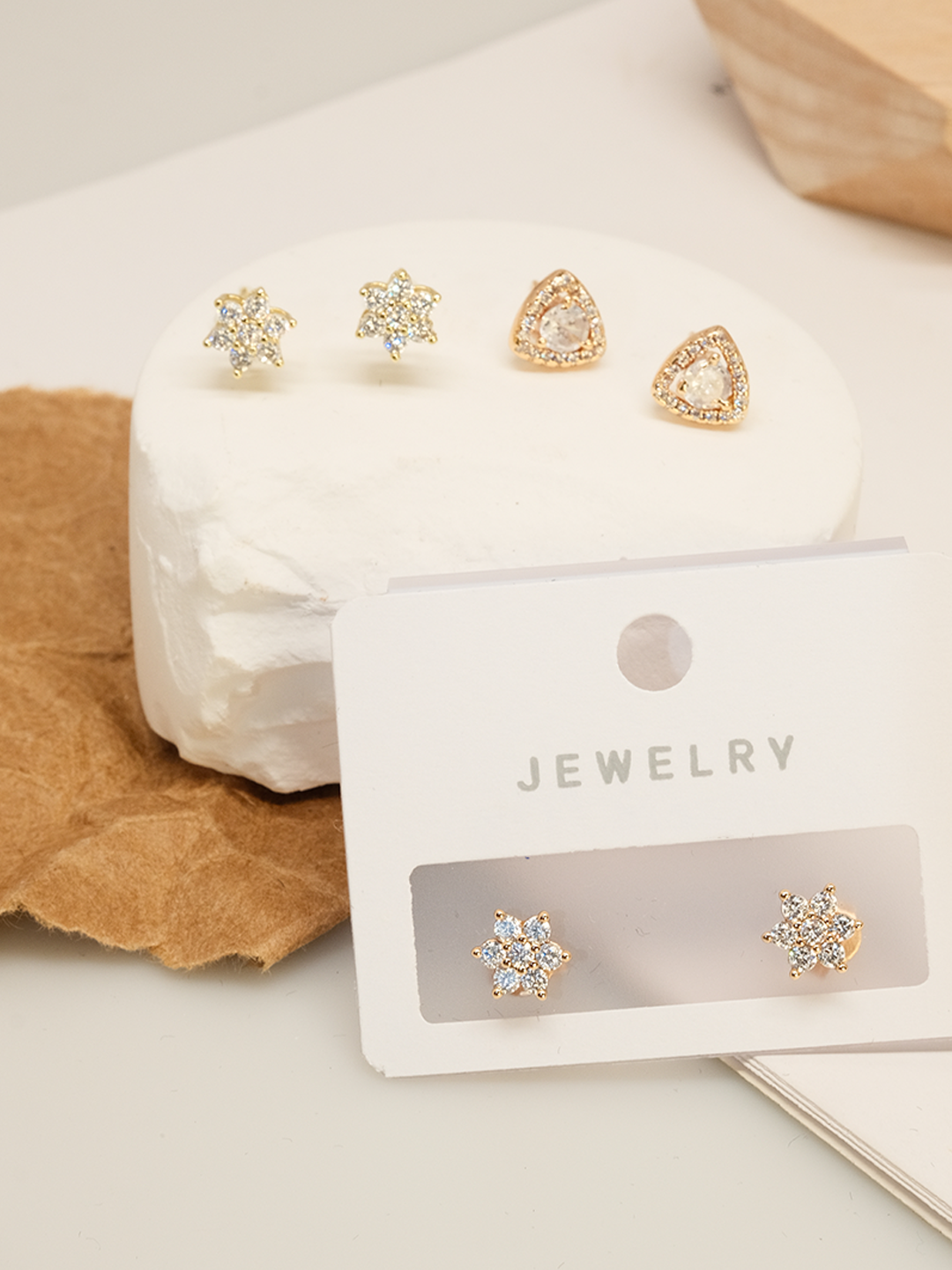 Butterfly, star, cat shape, sparkling zircon earrings - Lyra