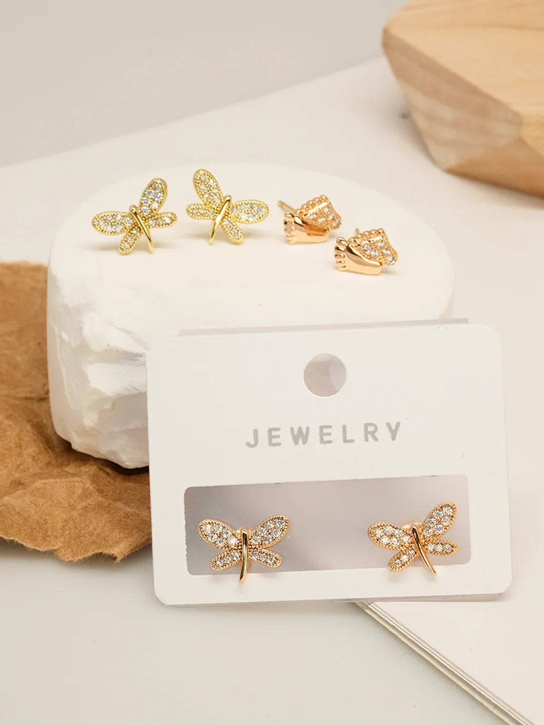 Copper 14K gold plated earrings wholesale,Butterfly earrings, for women - Lyra