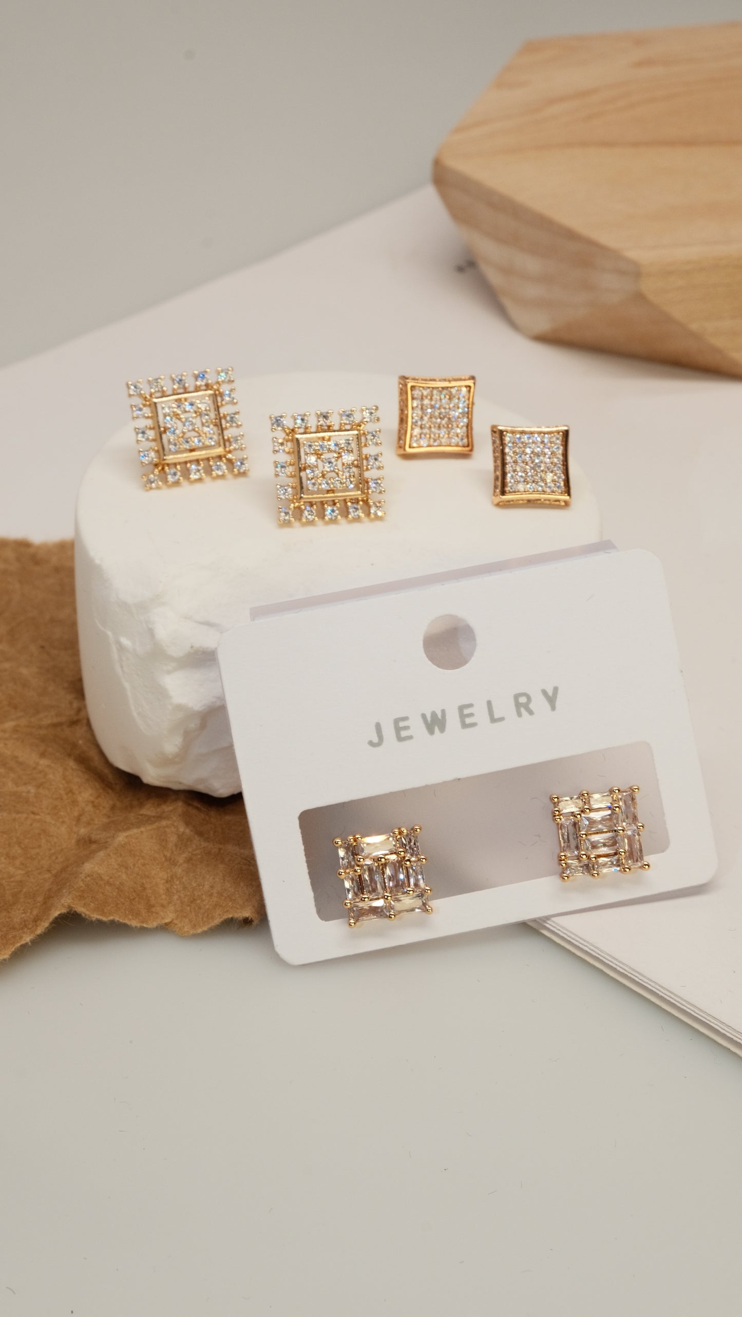 Square earrings, simple and versatile style, zircon, a must-have gift - Lyra