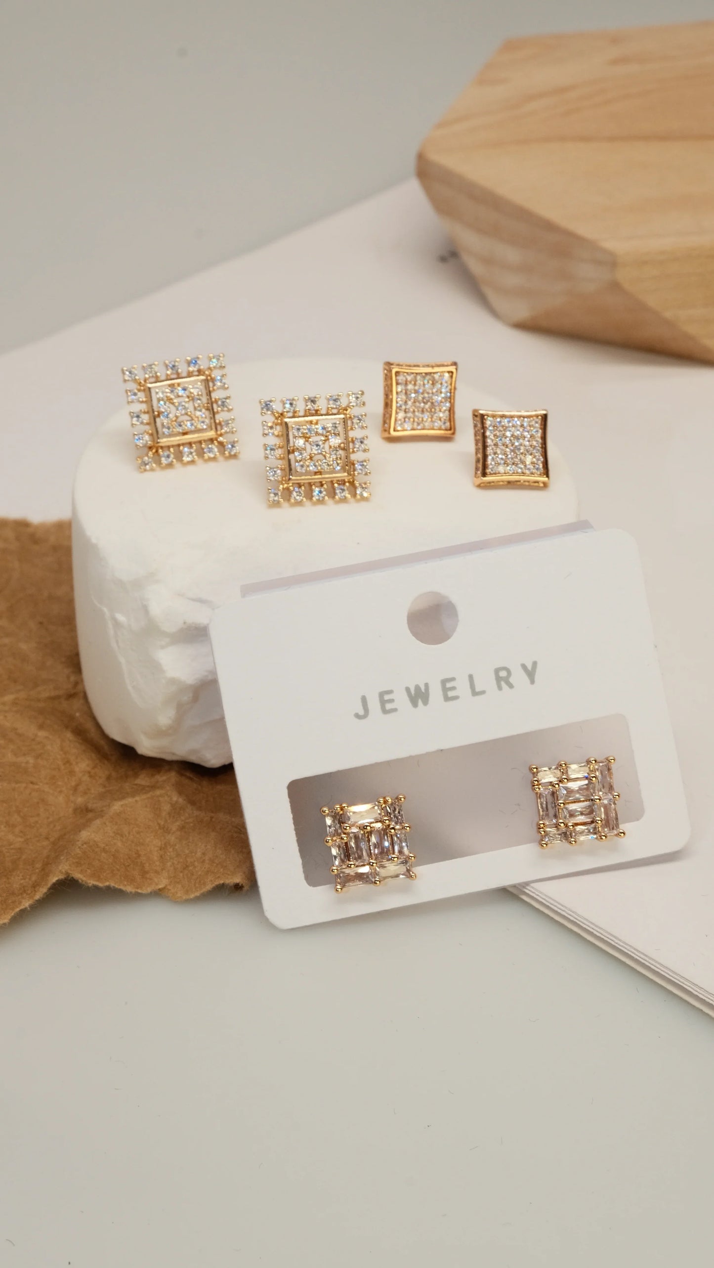 Square earrings, simple and versatile style, zircon, a must-have gift - Lyra