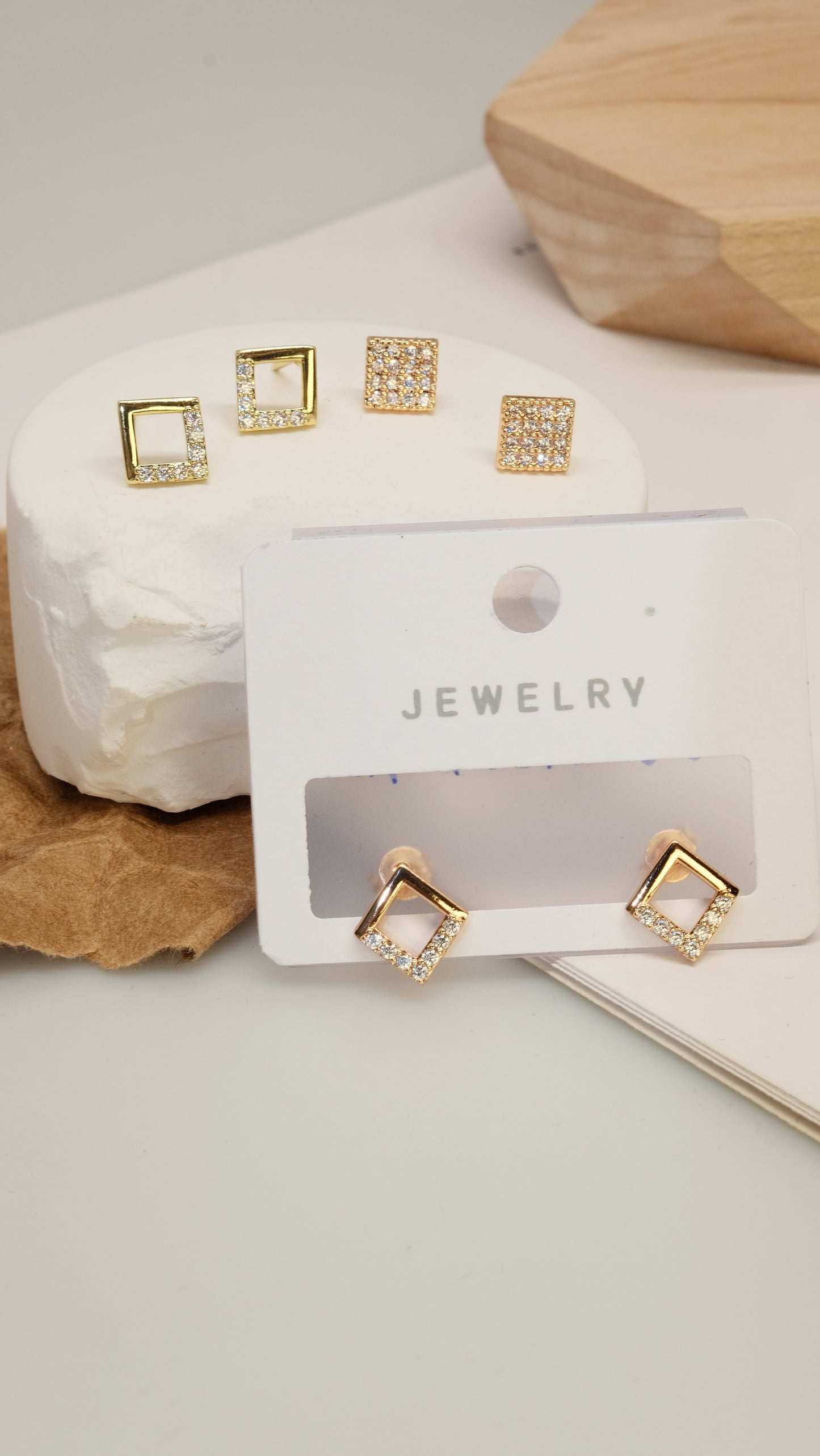 Square earrings, simple and versatile style, zircon, a must-have gift - Lyra