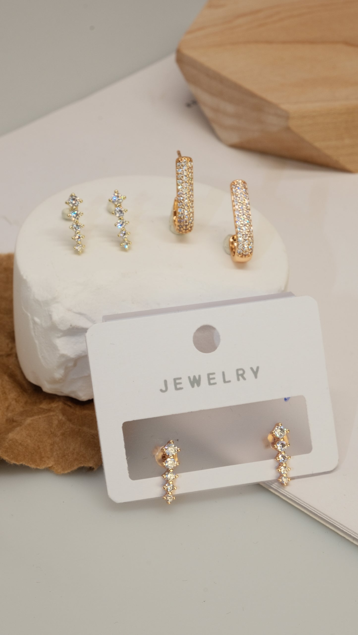 Snowflake hoop, long earrings, inlaid with zircon, fashionable and shining set - Lyra