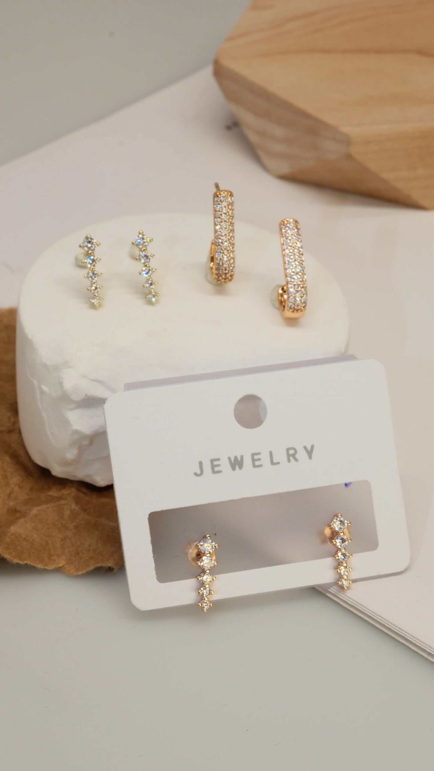Snowflake hoop, long earrings, inlaid with zircon, fashionable and shining set - Lyra