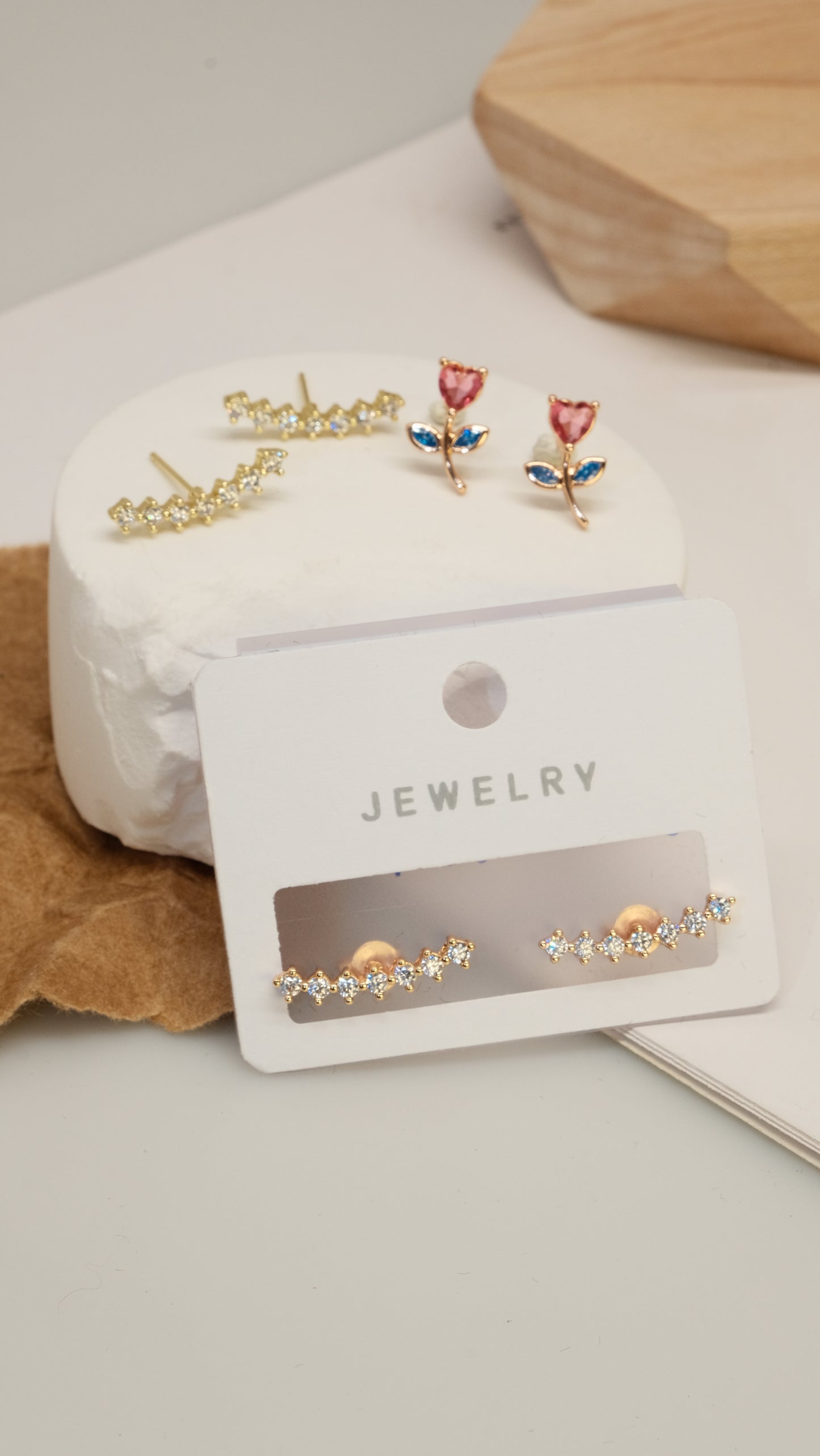 Snowflake hoop, long earrings, inlaid with zircon, fashionable and shining set - Lyra