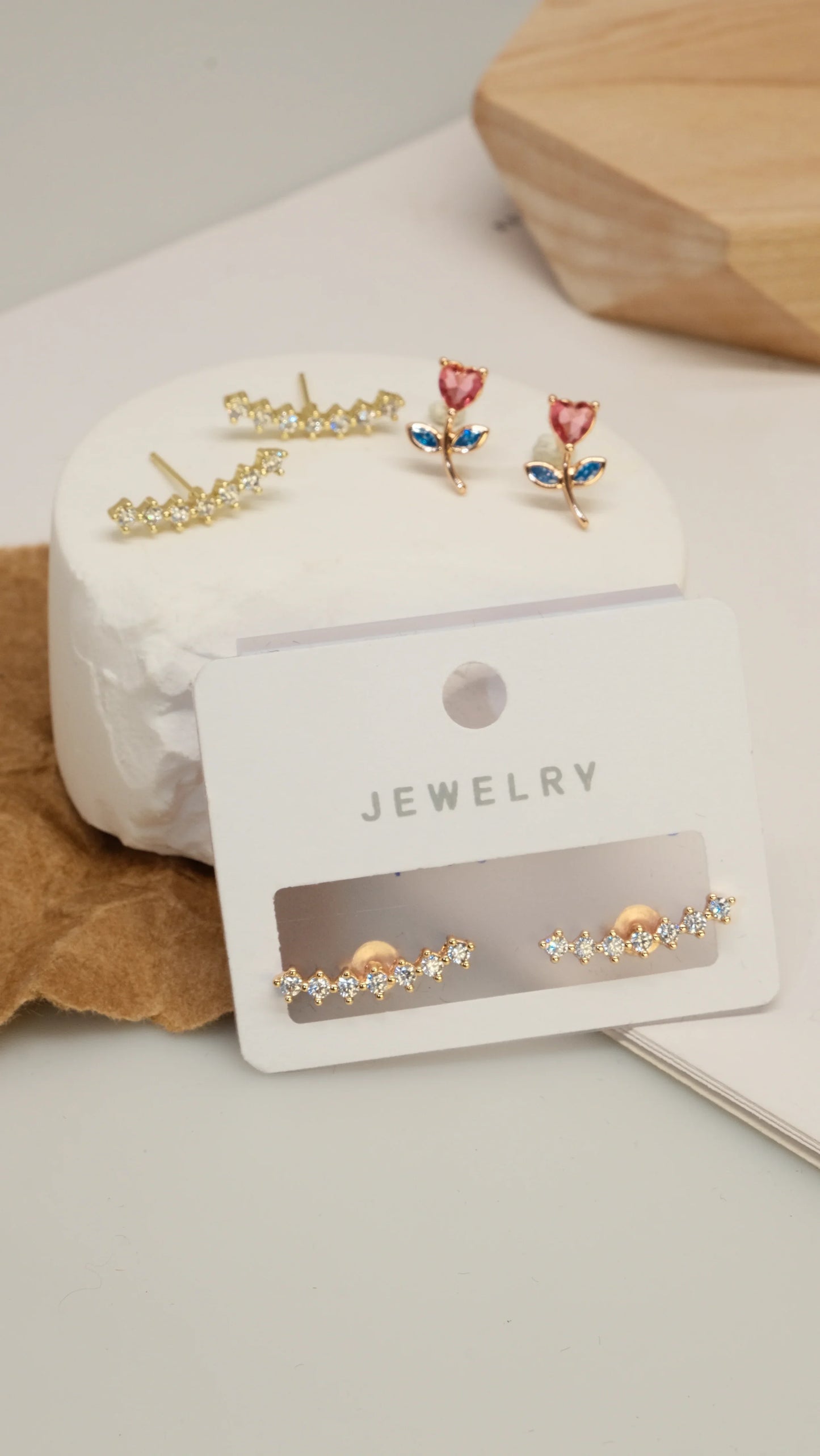 Snowflake hoop, long earrings, inlaid with zircon, fashionable and shining set - Lyra