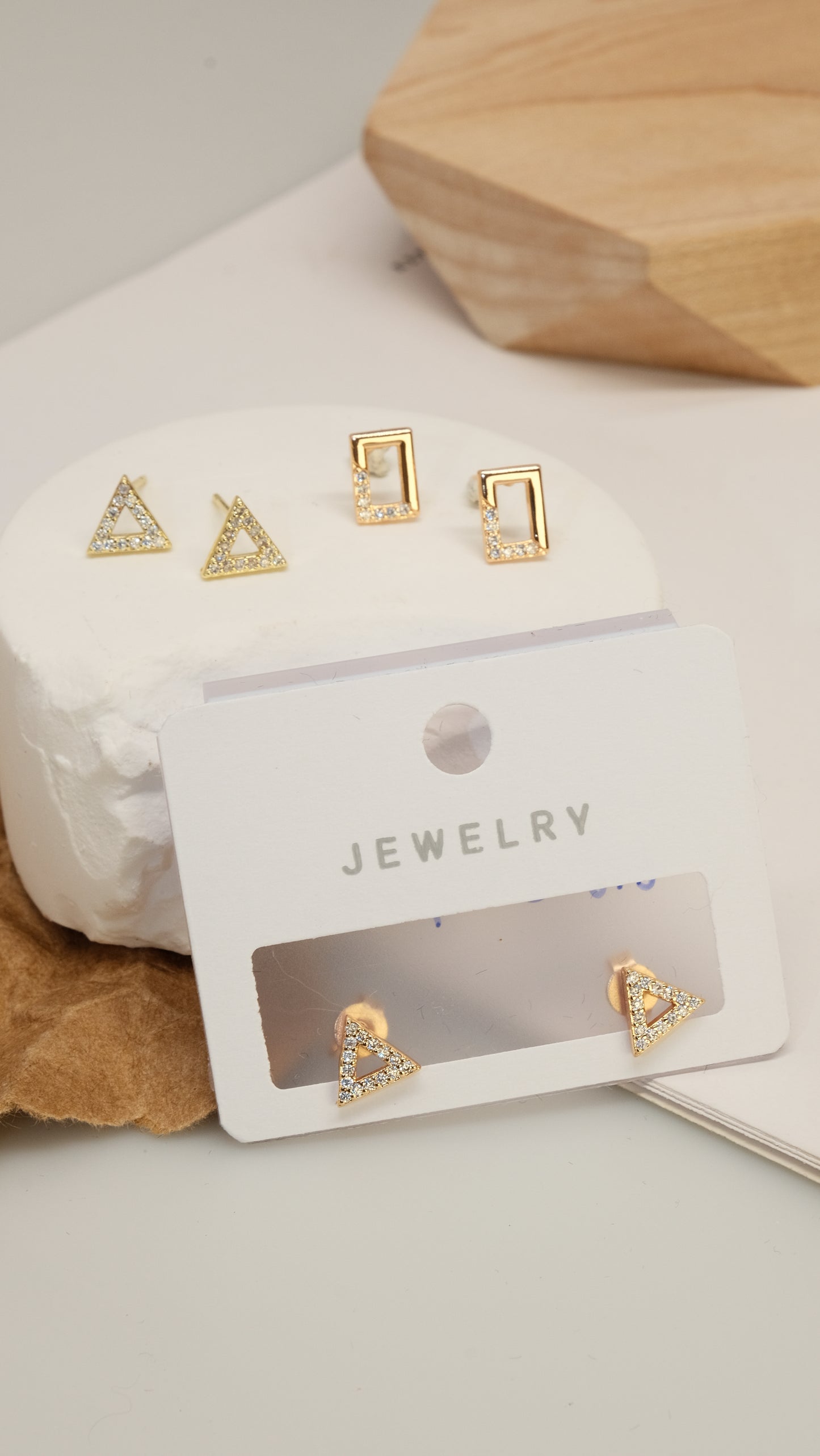 Triangle earrings, diamond earrings, three styles of fashionable earrings, order - Lyra