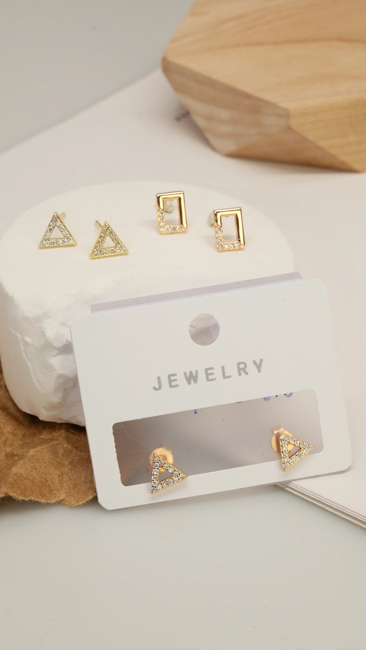 Triangle earrings, diamond earrings, three styles of fashionable earrings, order - Lyra
