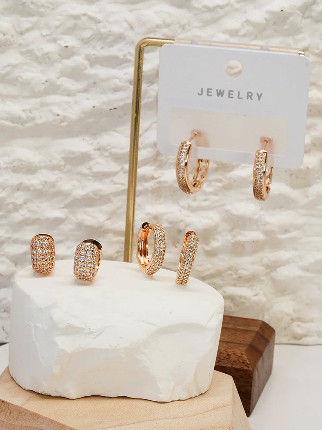The fourth set of ring-inlaid zircon earrings - Lyra