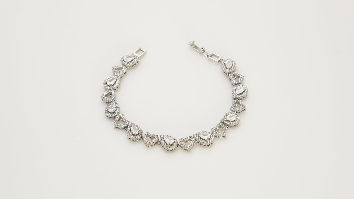 Copper plated 14k gold bracelet, white gold and silver, inlaid with zircon, unique design - Lyra