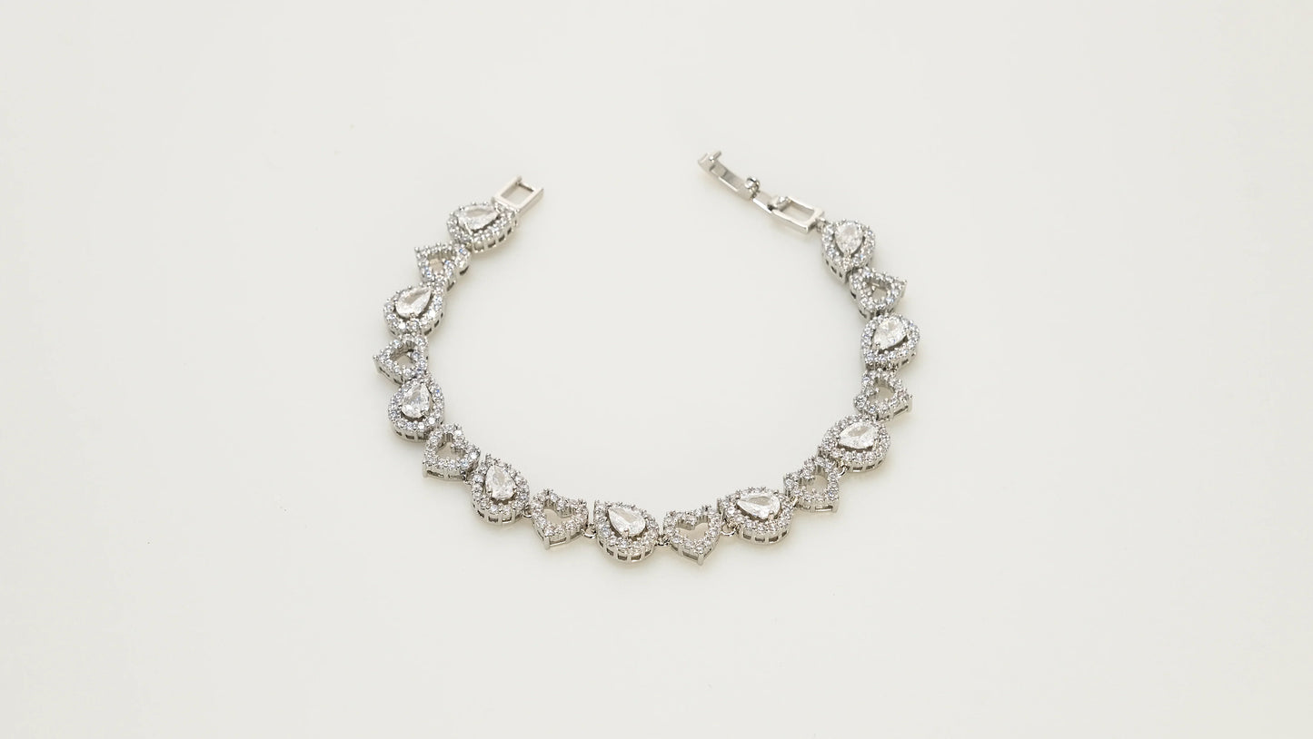 Copper plated 14k gold bracelet, white gold and silver, inlaid with zircon, unique design - Lyra