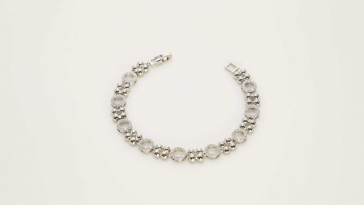 Copper plated 14k gold bracelet, white gold and silver, inlaid with colored zircon, rainbow unique design - Lyra