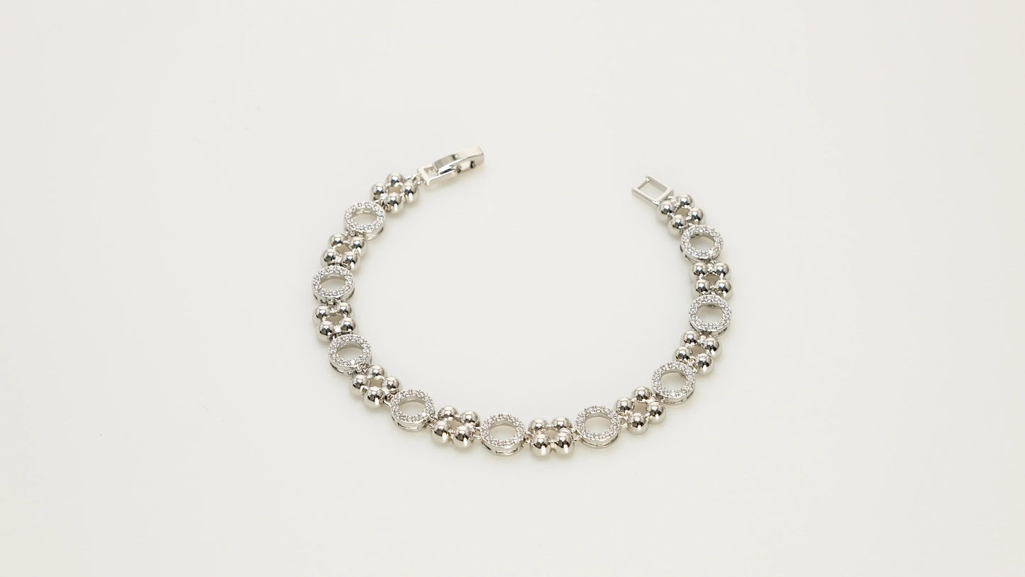 Copper plated 14k gold bracelet, white gold and silver, inlaid with colored zircon, rainbow unique design - Lyra