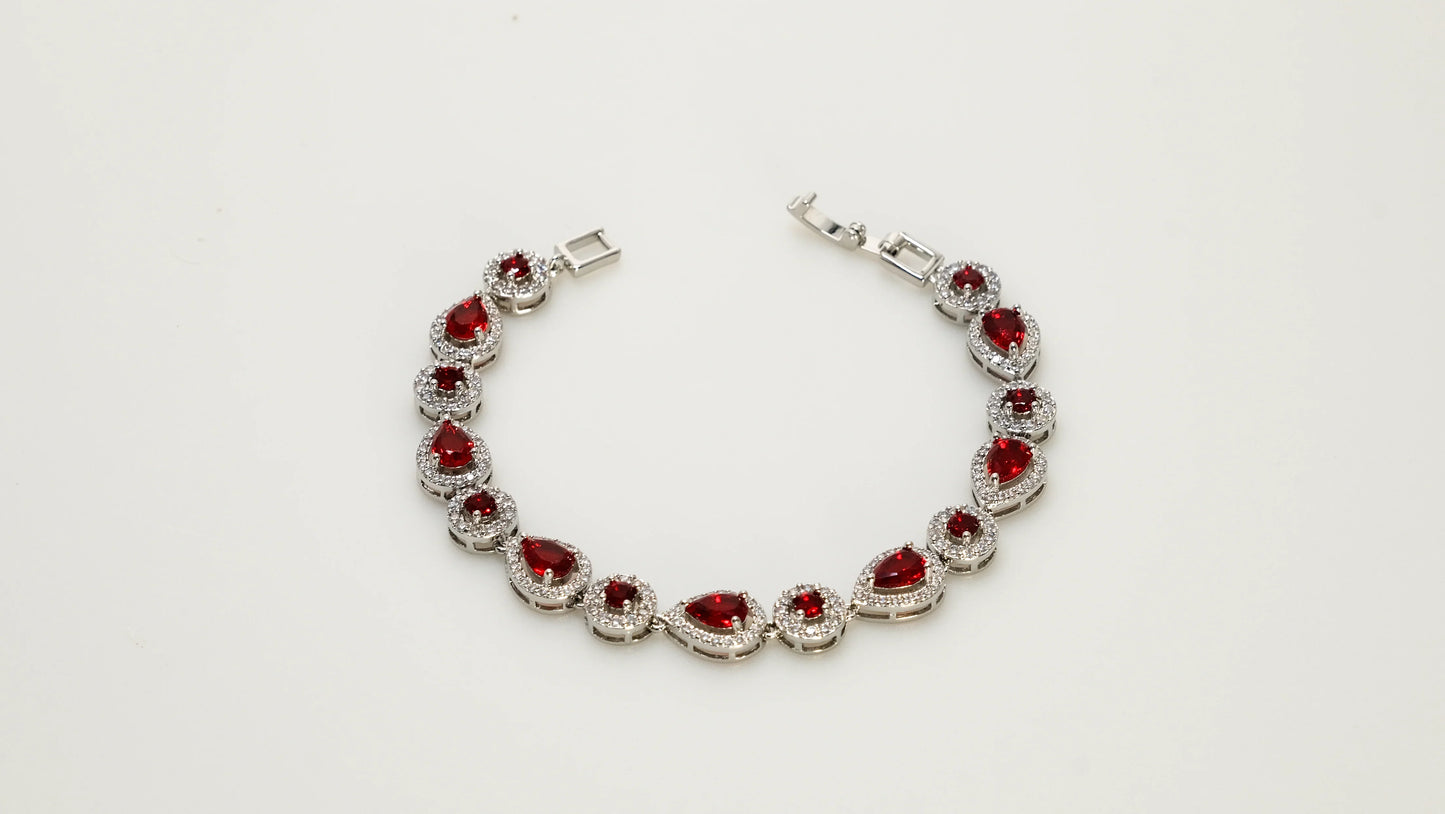 Copper plated 14k gold bracelet wholesale, platinum and silver, inlaid with colored zircon, clasp unique design - Lyra