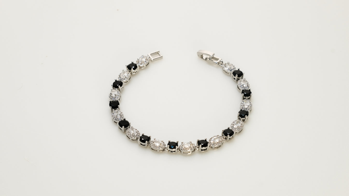 Copper plated 14k gold bracelet wholesale, platinum and silver, inlaid with colored zircon, clasp unique design - Lyra