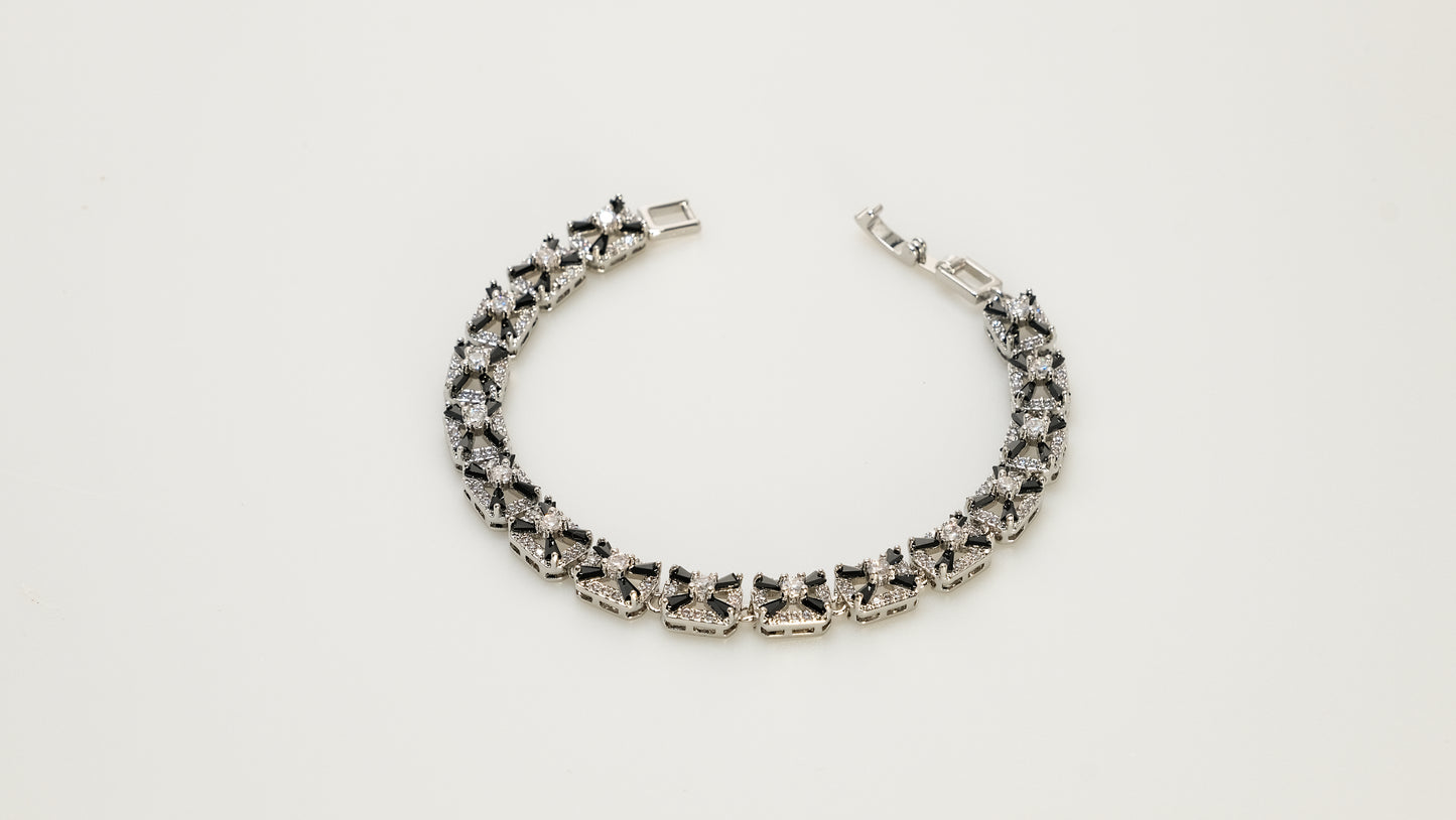 Copper plated 14k gold bracelet wholesale, white gold silver, emerald, blue zircon, clasp unique design - Lyra
