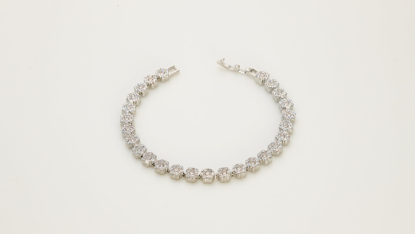 Copper plated 14k gold bracelet, unique design inlaid with zircon, silver with zircon gift essential for festivals - Lyra