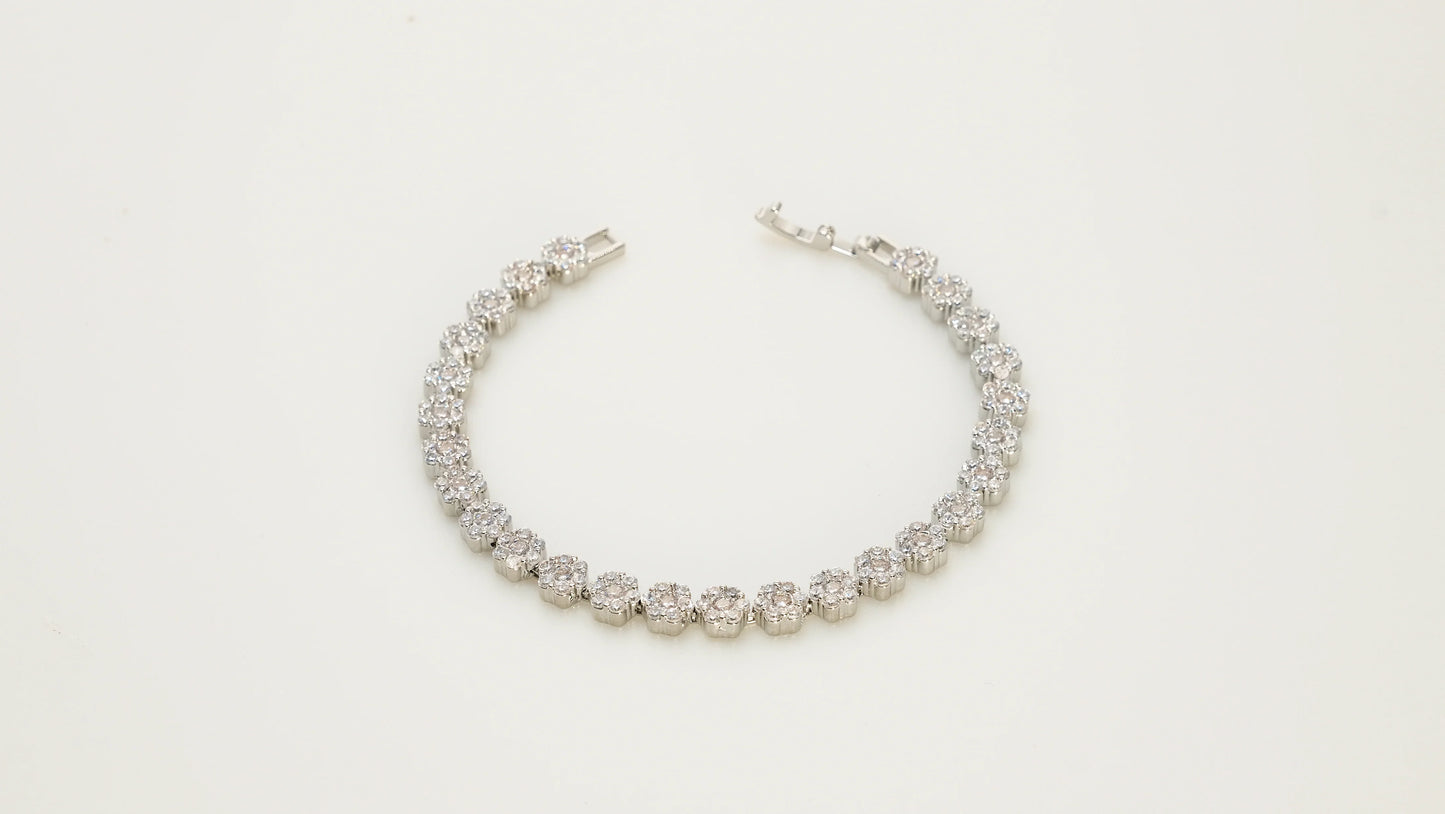 Copper plated 14k gold bracelet, unique design inlaid with zircon, silver with zircon gift essential for festivals - Lyra