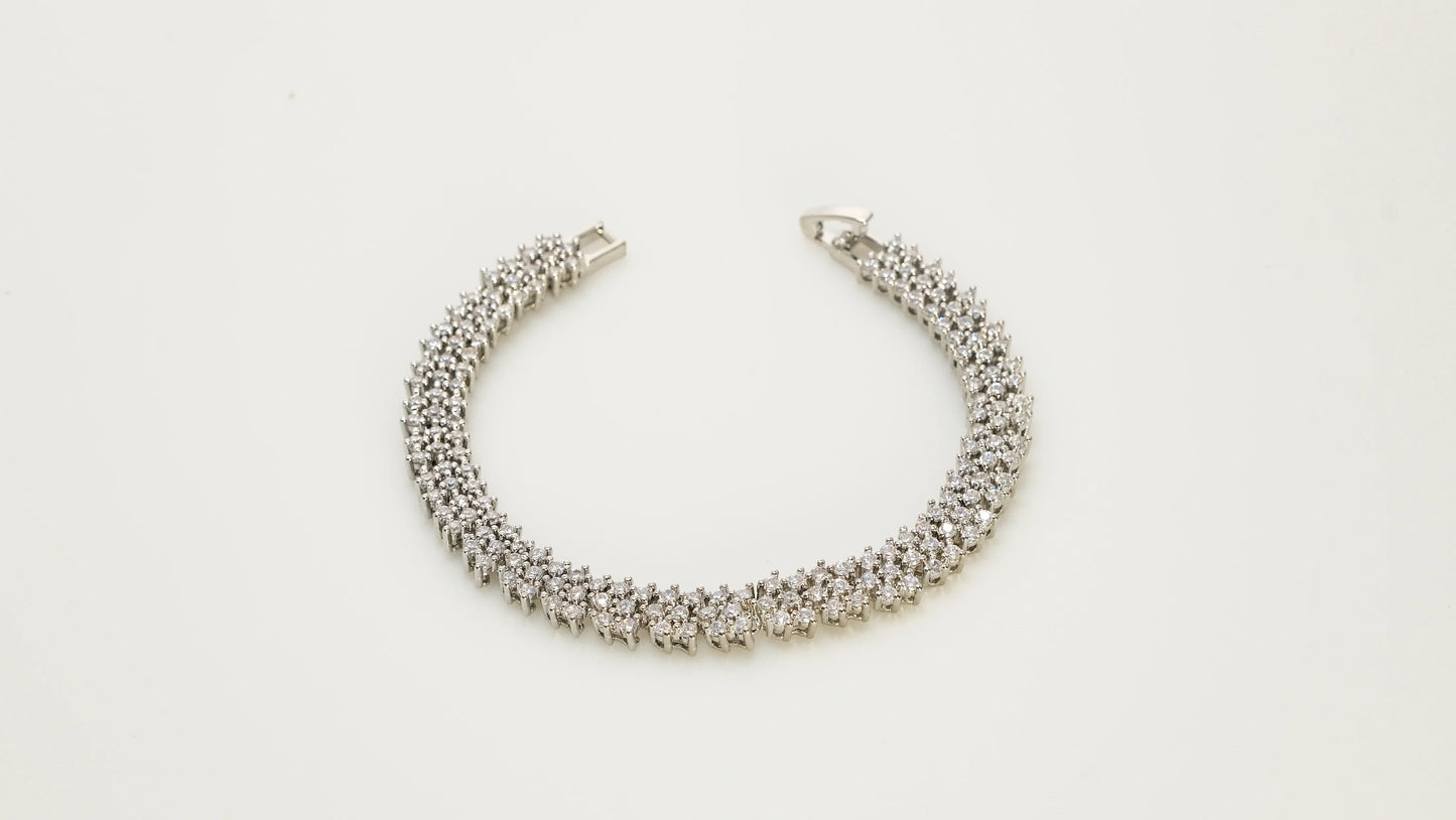 Copper plated 14k gold bracelet wholesale, unique design inlaid with irregular zircon, silver with zircon gift festival essential - Lyra
