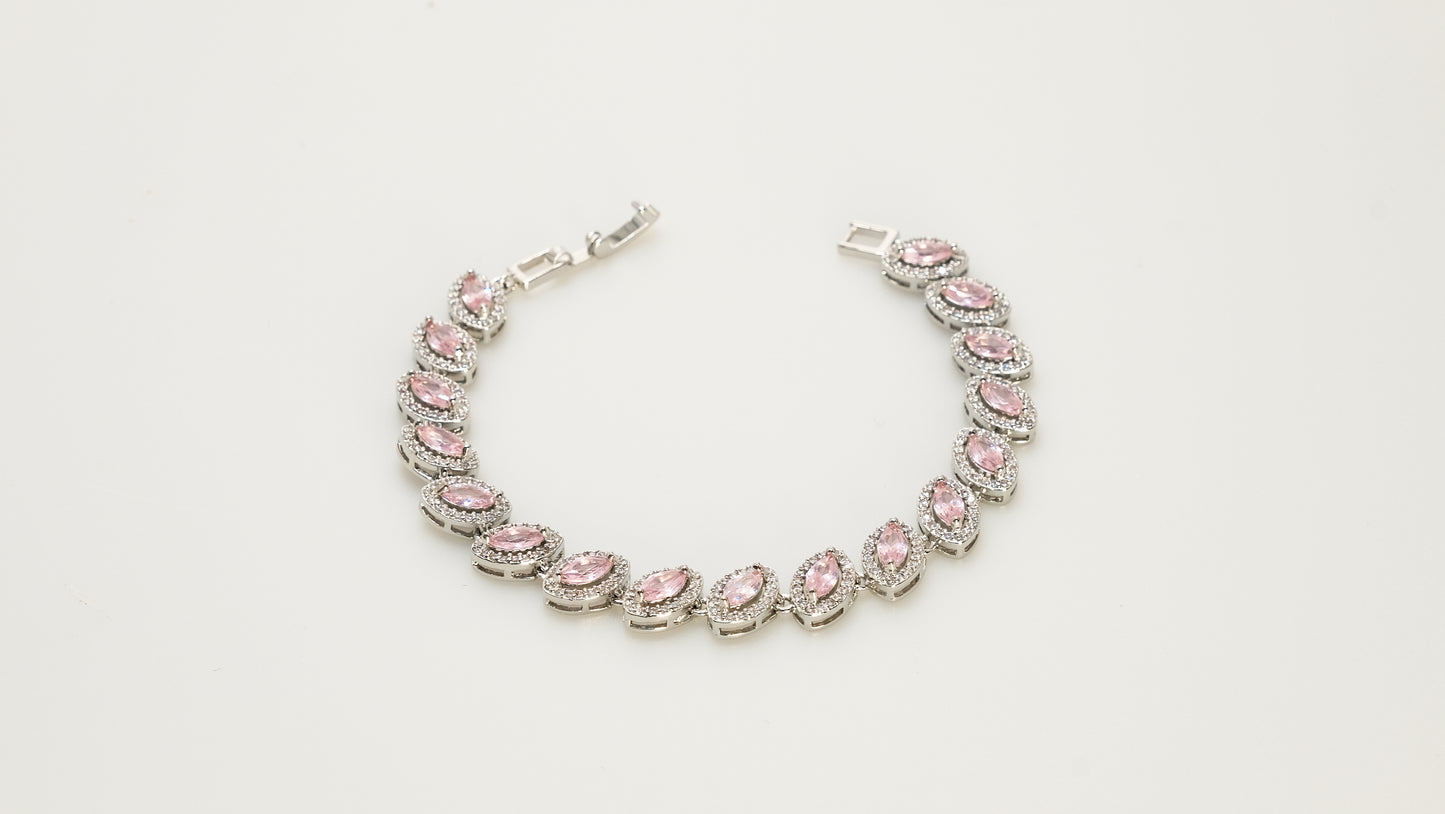 Copper plated 14k gold bracelet wholesale gold, unique design inlaid with irregular zircon pink zircon, a must-have for fashionable gifts - Lyra