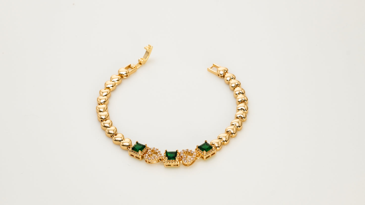 Zircon copper plated 14k gold bracelet wholesale, gold and silver unique design inlaid with irregular zircon blue zircon / green zircon, a must-have for fashionable gifts - Lyra