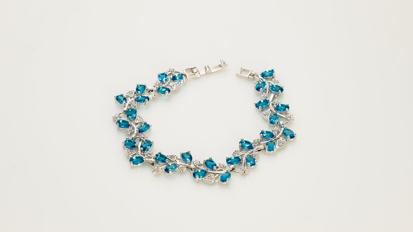 Zircon copper plated 14k gold bracelet wholesale, gold and silver unique design inlaid with irregular zircon blue zircon / green zircon, a must-have for fashionable gifts - Lyra