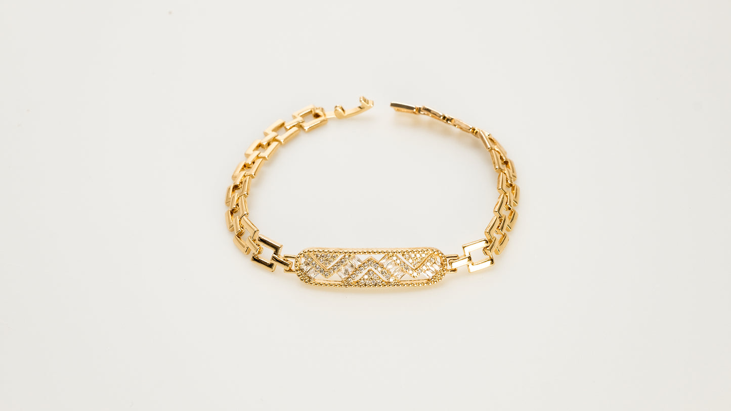 Zircon copper plated 14k gold bracelet wholesale, gold and silver unique design inlaid with irregular zircon blue zircon / green zircon, a must-have for fashionable gifts - Lyra