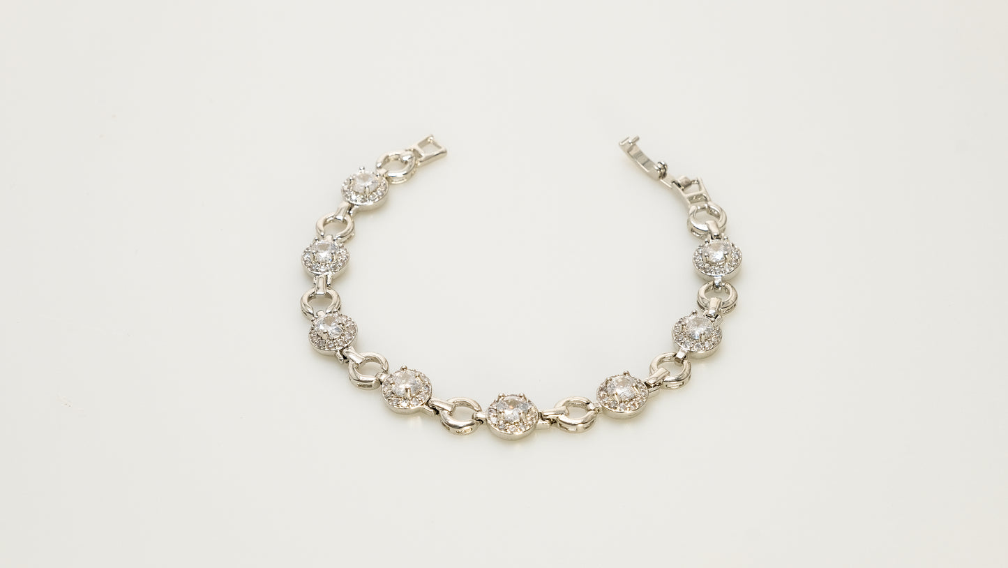 White zircon copper plated 14k gold bracelet wholesale, unique design inlaid with irregular geometric zircon, a must-have for fashionable gifts - Lyra