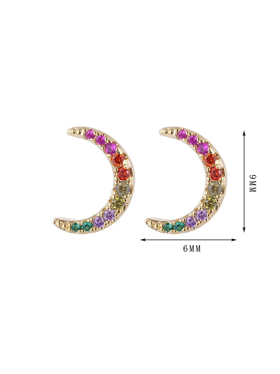 Cross-style earrings, colorful zircon moon-style earrings, exquisite and versatile - Lyra