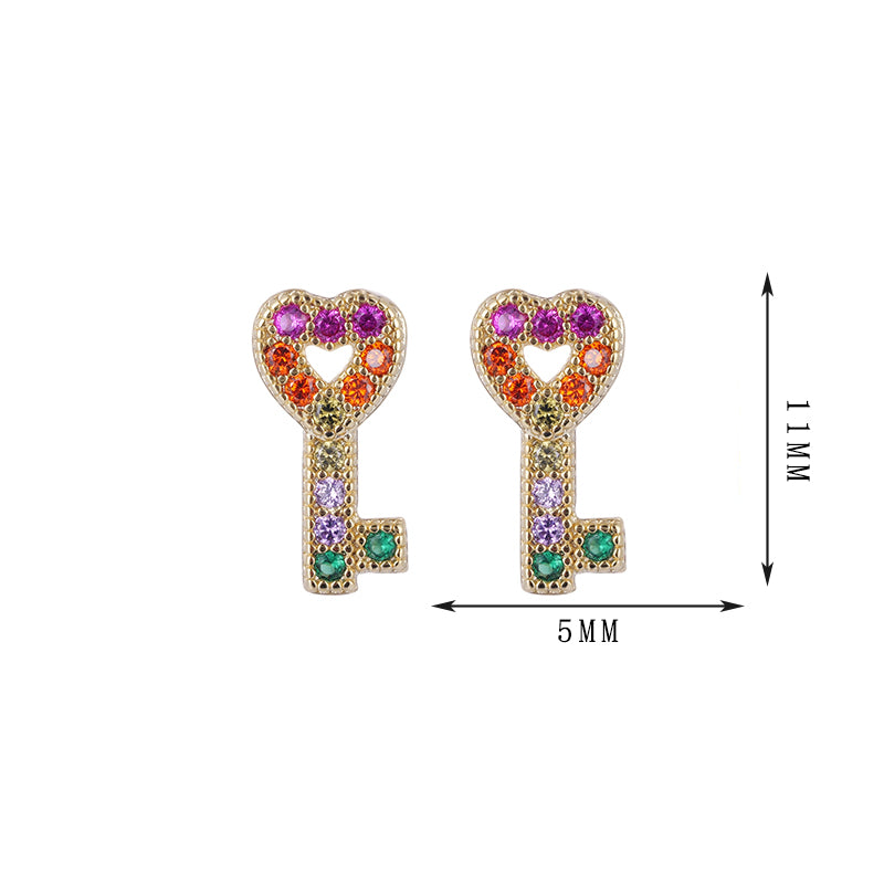 Crown style zircon earrings, key white zircon, colored zircon style earrings - Lyra