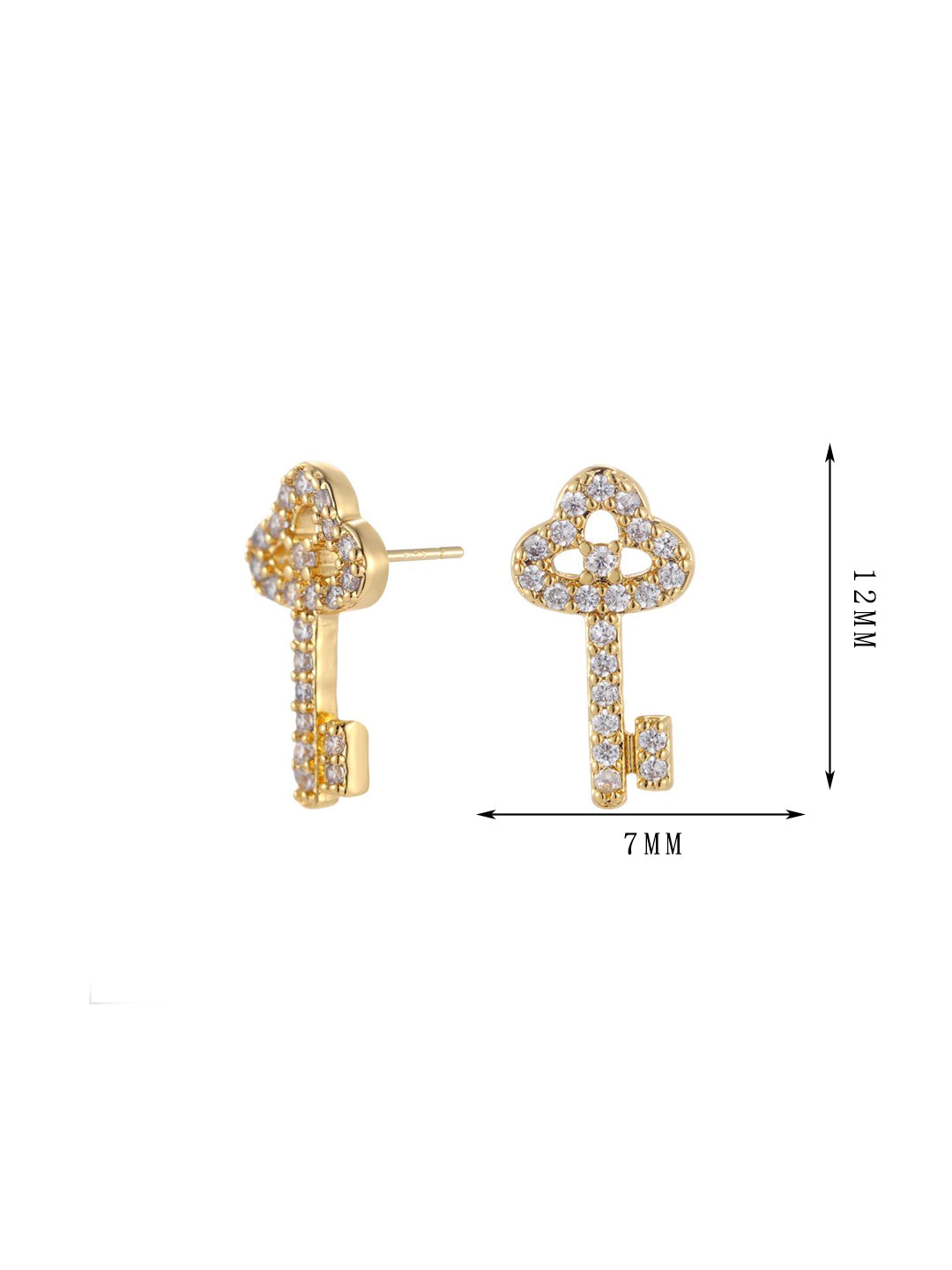 Crown style zircon earrings, key white zircon, colored zircon style earrings - Lyra