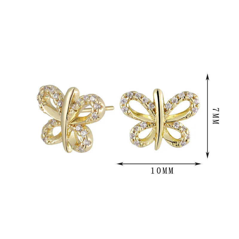 Copper 14K gold plated earrings wholesale,Butterfly earrings, for women - Lyra