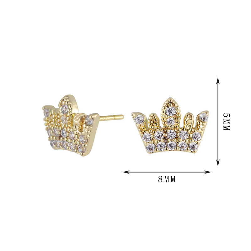 Crown style zircon earrings, key white zircon, colored zircon style earrings - Lyra