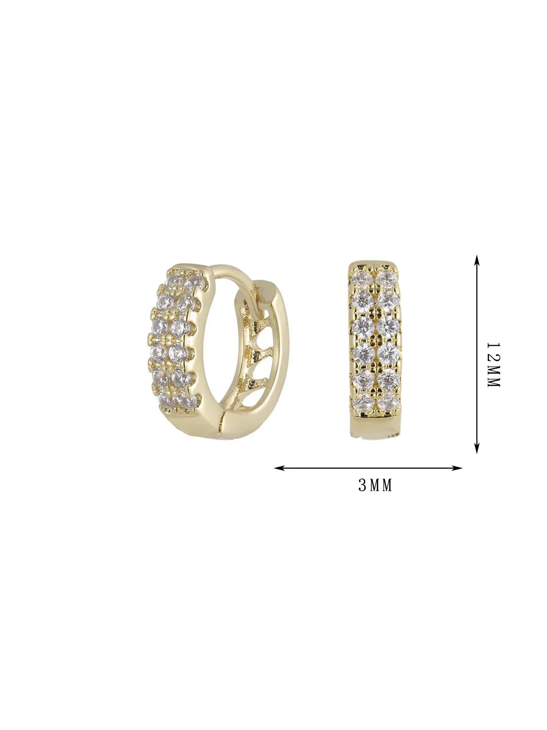 Double row of earrings with zircon hollow pattern, set 14 - Lyra