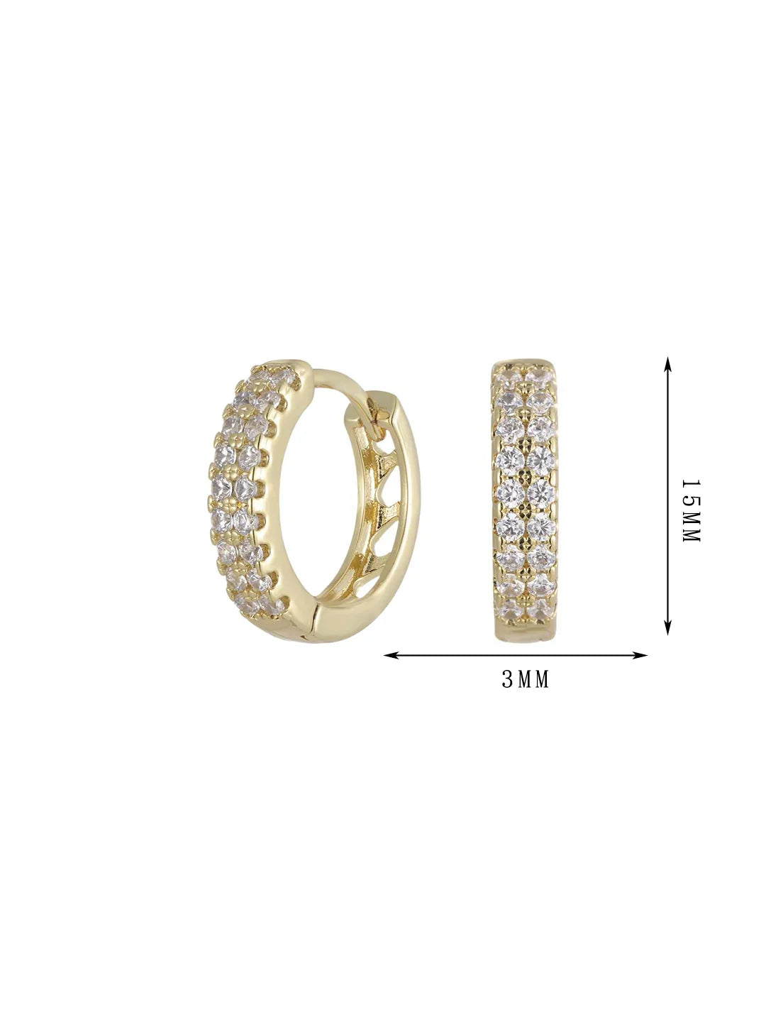 Double row of earrings with zircon hollow pattern, set 14 - Lyra
