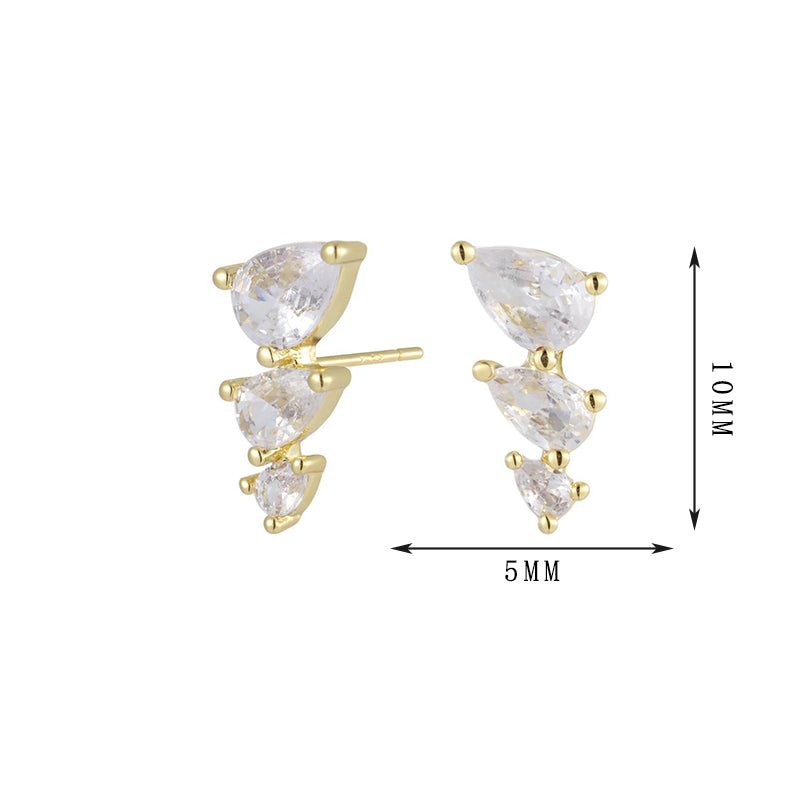 X-shaped earrings, three large diamonds linking the earrings, large earrings have a sense of presence - Lyra