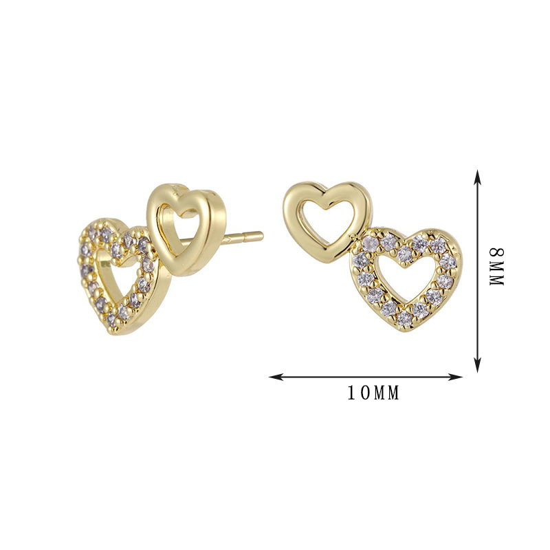 Heart design earrings, heart with three different zircons, simple and versatile, unique style set 10 - Lyra
