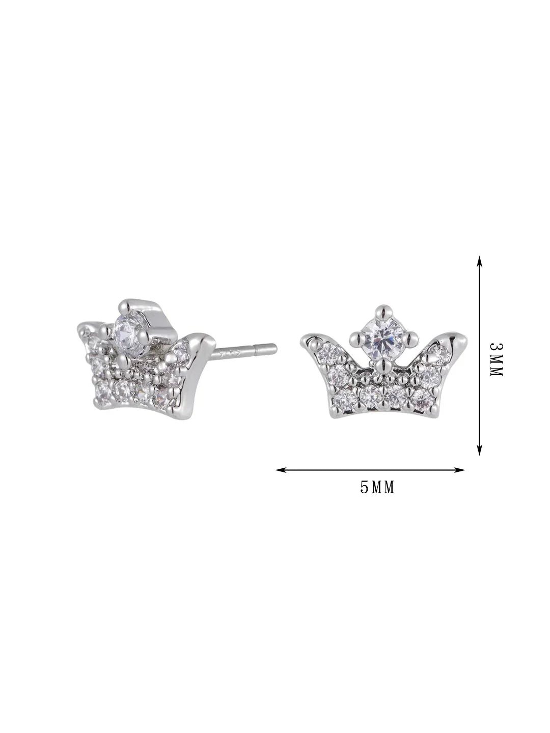 Crown style zircon earrings, key white zircon, colored zircon style earrings - Lyra