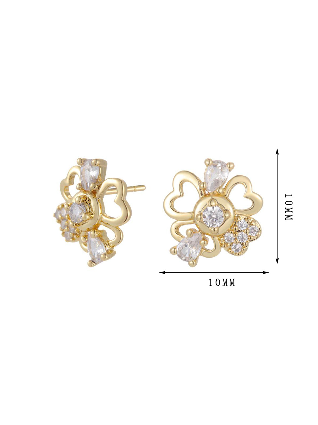 Four-leaf clover earrings, flower-style earrings, shining zircon, niche design - Lyra