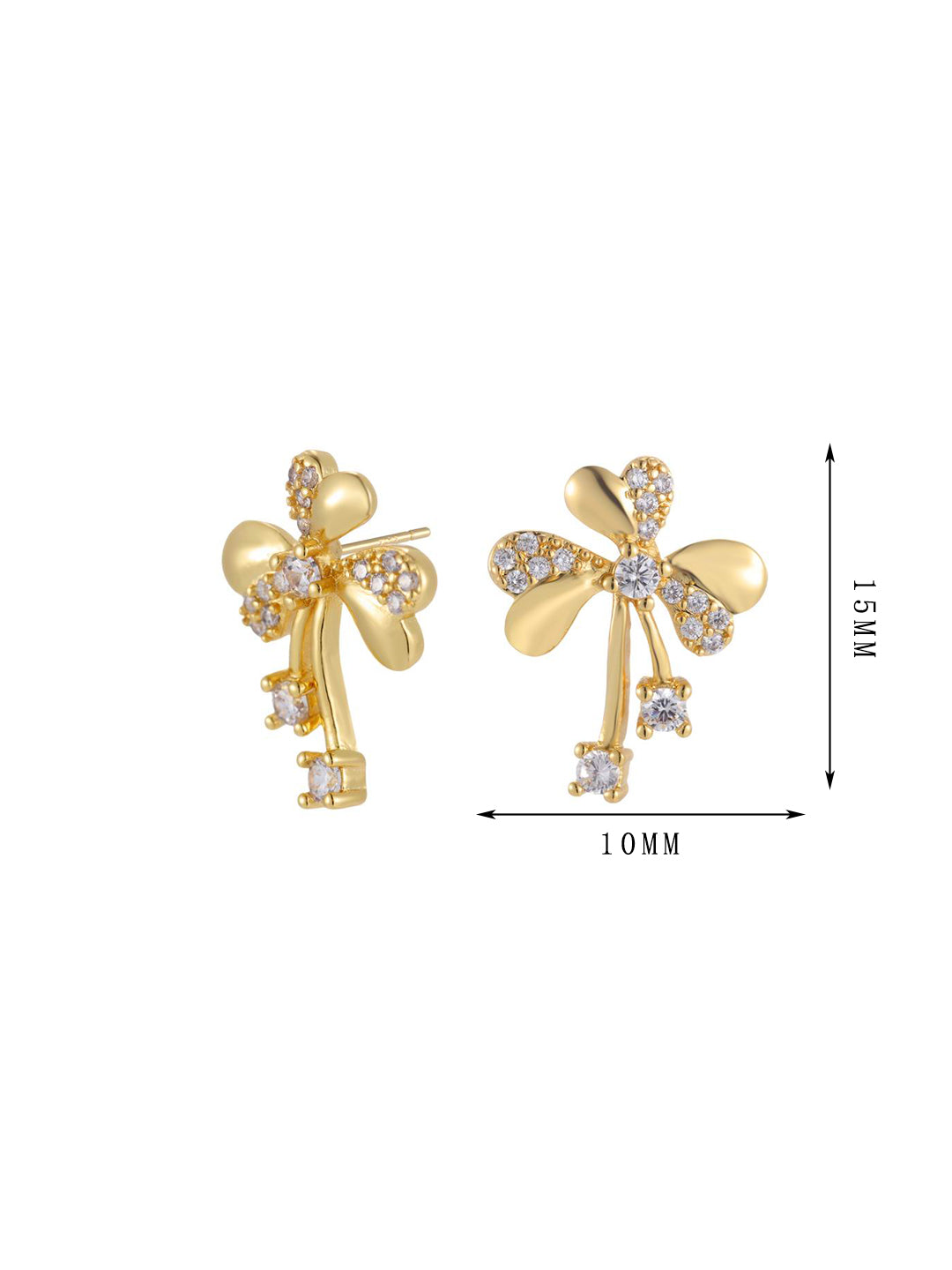 Four-leaf clover earrings, flower-style earrings, shining zircon, niche design - Lyra