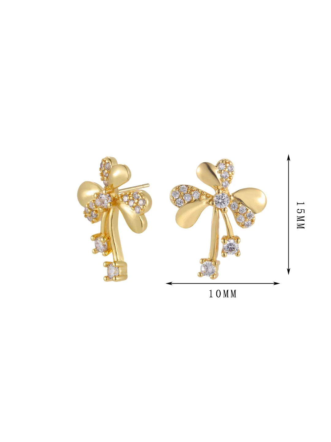 Four-leaf clover earrings, flower-style earrings, shining zircon, niche design - Lyra