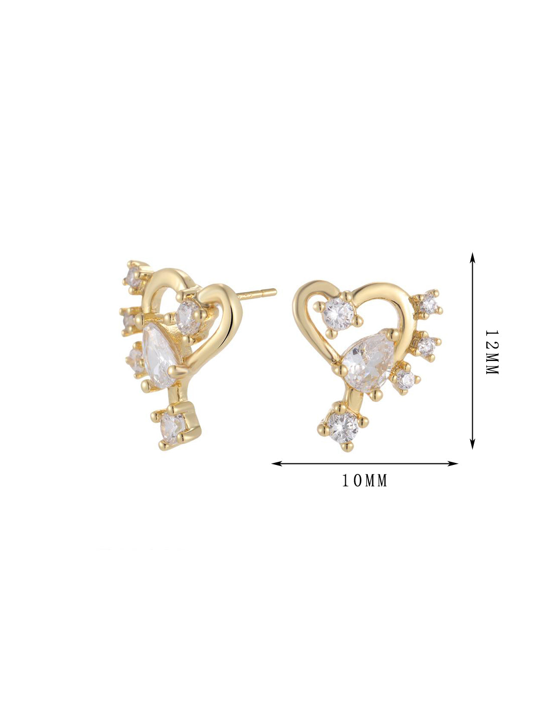 Heart design earrings, three different zircons, simple and versatile, set 7 - Lyra