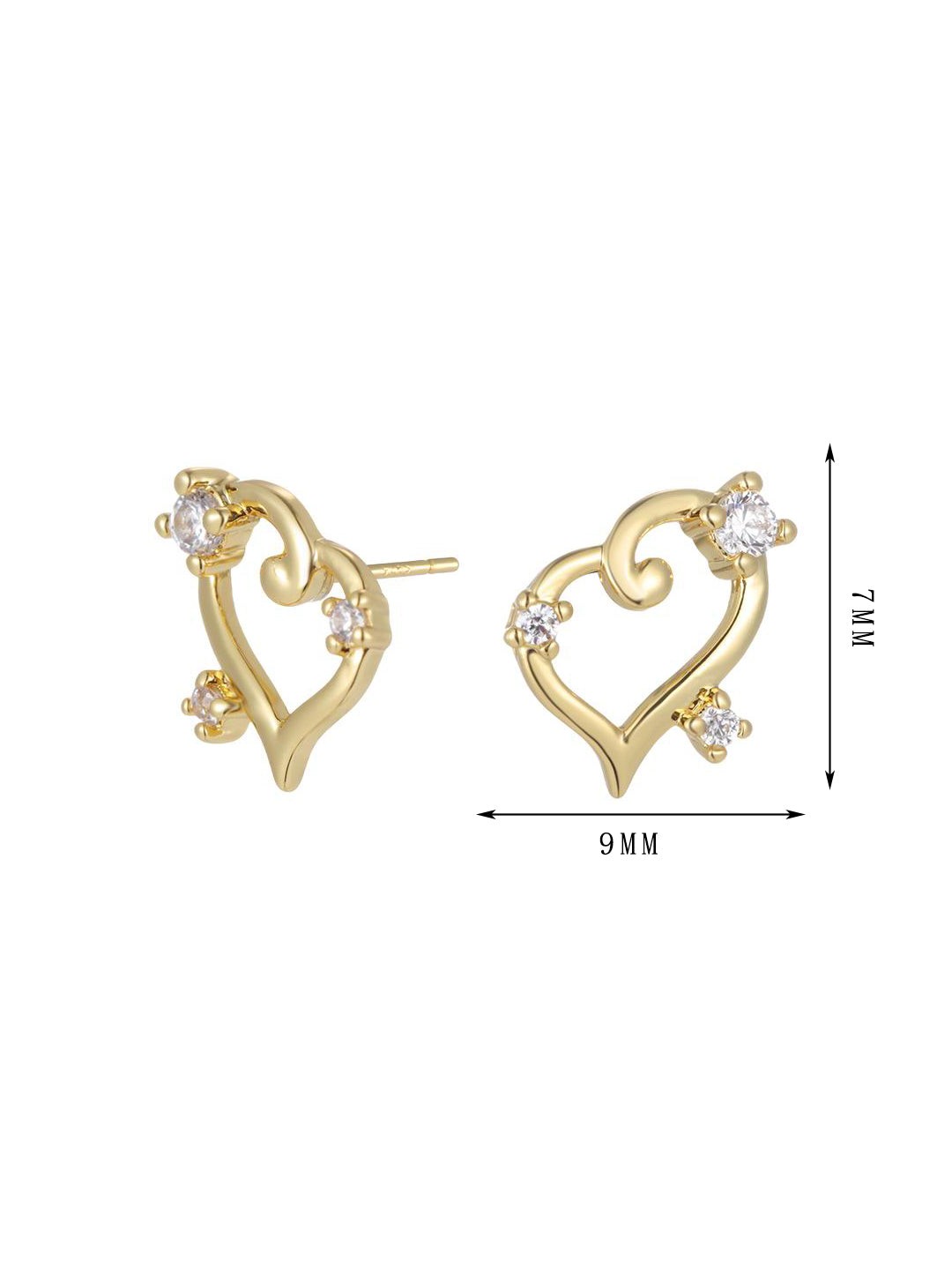 Heart design earrings, heart with three different zircons, simple and versatile, unique style set 10 - Lyra