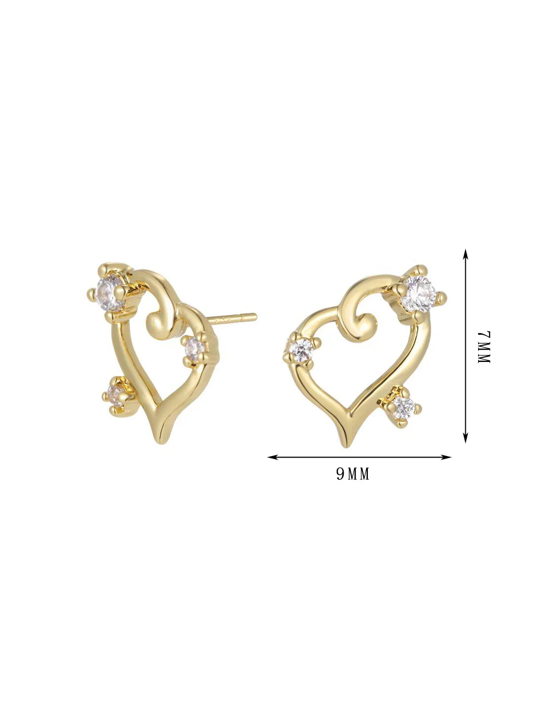 Heart design earrings, heart with three different zircons, simple and versatile, unique style set 10 - Lyra