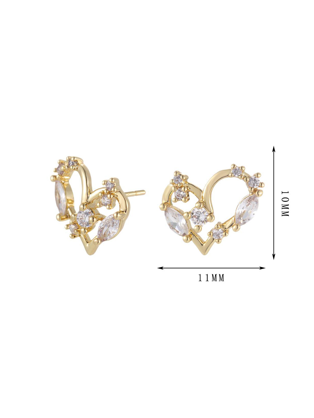 Heart design earrings, three different zircons, simple and versatile, set 7 - Lyra