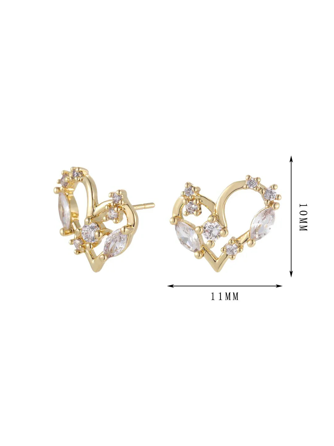 Heart design earrings, three different zircons, simple and versatile, set 7 - Lyra