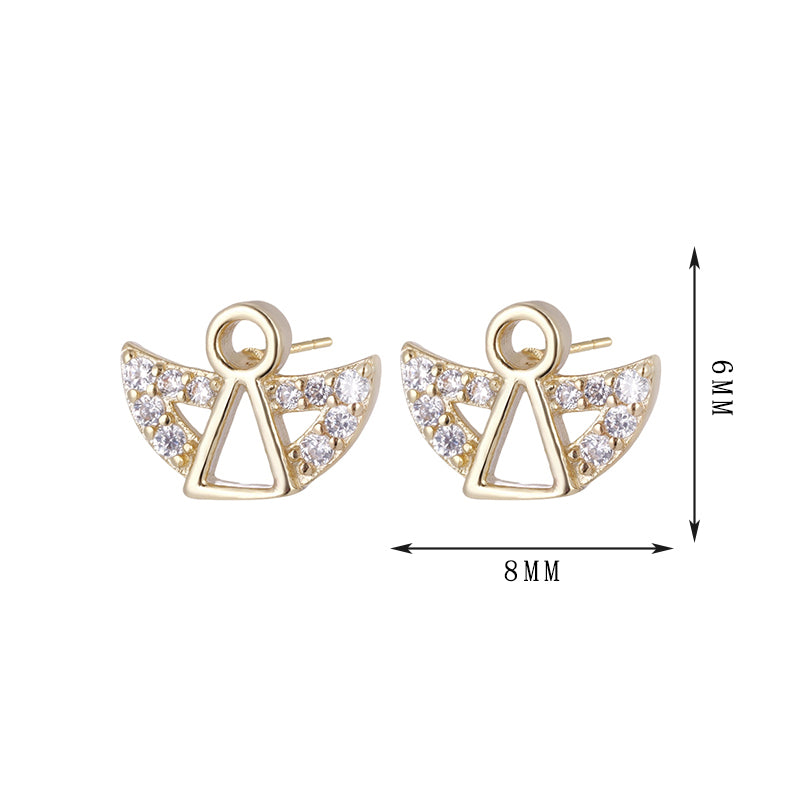 Snowflake, angel, triangle earrings, shining zircon, niche design - Lyra